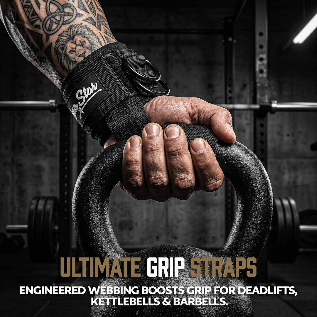 Premium Weight Lifting Straps with Heavy-Duty D-Ring