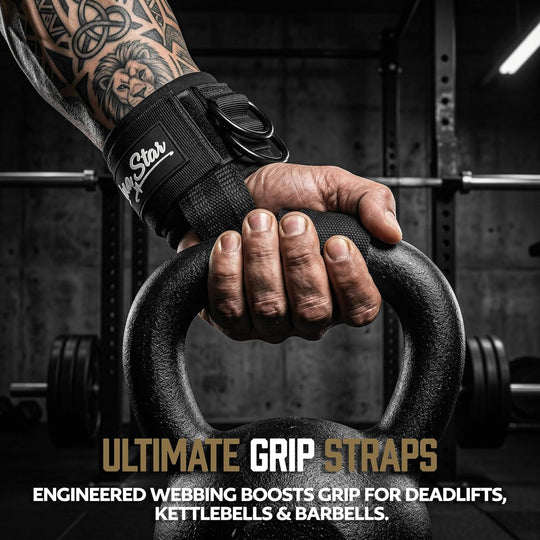 Premium Weight Lifting Straps with Heavy-Duty D-Ring