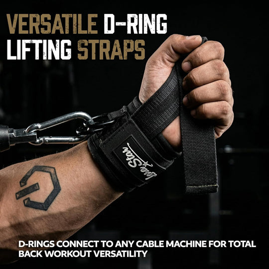 Premium Weight Lifting Straps with Heavy-Duty D-Ring